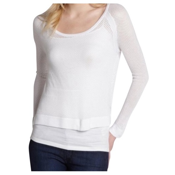 Rag & Bone Mesh Perforated Raglan White Top - Picture 2 of 8